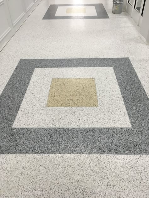 Terrazzo Installation at Spencer Elementary School in Savannah, Georgia | Doyle Dickerson Terrazzo Marble Chips Floor Design, Tails Flooring Design Hall, Chips Floor Design, Pathway Acnh, Floor Stone Texture, Terrazzo Floor Design, Parking Tiles Design, Terrazo Flooring, Lcd Wall Design