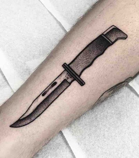 Hunting Knife Tattoo, Traditional Knife Tattoo, Knife Tattoo Ideas, Tattoo Ideas Easy, Knife Tattoos, Knife Tattoo, Tattoo Inspiration Men, Traditional Tattoo Art, Simplistic Tattoos