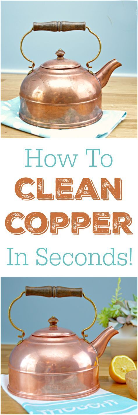 How to clean copper in seconds. The easy way to naturally clean copper pots, pans, utensils, kettles, and any other items in no time! via @Mom4Real Clean Copper, Clean Baking Pans, How To Clean Copper, Cleaning Painted Walls, Clean Pots, How To Clean Silver, Deep Cleaning Tips, Tarnish Remover, Household Cleaning Tips