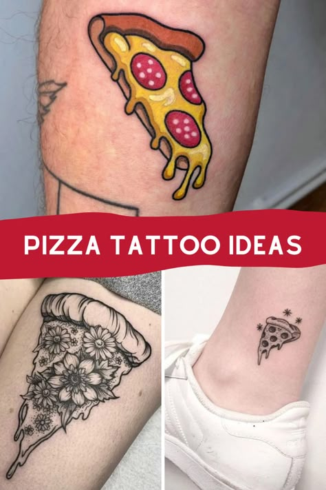 The Perfect Slice of Pizza Tattoo Ideas - TattooGlee Pizza And Beer Tattoo, Slice Of Pizza Tattoo, Pizza Tattoo Ideas, Pizza Flash Tattoo, Pizza Tattoo Minimalist, Matching Pizza Tattoos, Small Pizza Tattoo, Pizza Tattoo Design, Pizza Slice Tattoo