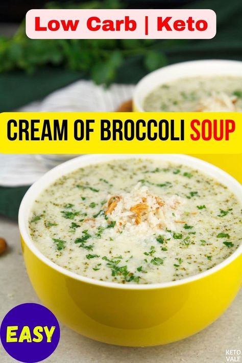 Keto Cream Of Broccoli Soup, Broccoli And Garlic, Broccoli Puree, Soup Low Carb, Keto Broccoli Cheese Soup, Creamy Broccoli Soup, Soup Keto, Cream Of Broccoli, Low Carb Soup Recipes