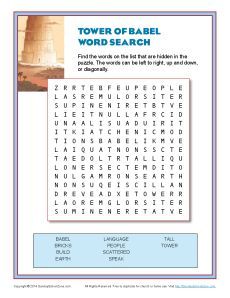 Tower of Babel Word Search Tower Of Babel Word Search, Awana Activities, Awana Sparks, Kids Church Activities, The Tower Of Babel, Sunday School Games, Sunday Activities, Hebrew School, Bible Activities For Kids