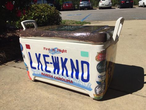 Frat Cooler License Plate, Fraternity Cooler, Formal Cooler Ideas, Formal Cooler, Fraternity Coolers, Cabin Weekend, Cooler Ideas, Frat Coolers, Cooler Painting