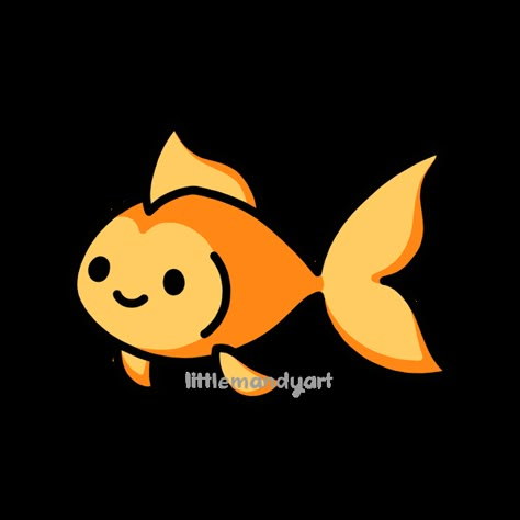 Cute goldfish sticker Cartoon Goldfish Tattoo, Gold Fish Drawing Easy, Simple Goldfish Drawing, Cute Goldfish Tattoo, How To Draw A Goldfish, Cute Fish Doodle, Cute Goldfish Drawing, Fish Cute Drawing, Golden Fish Drawing