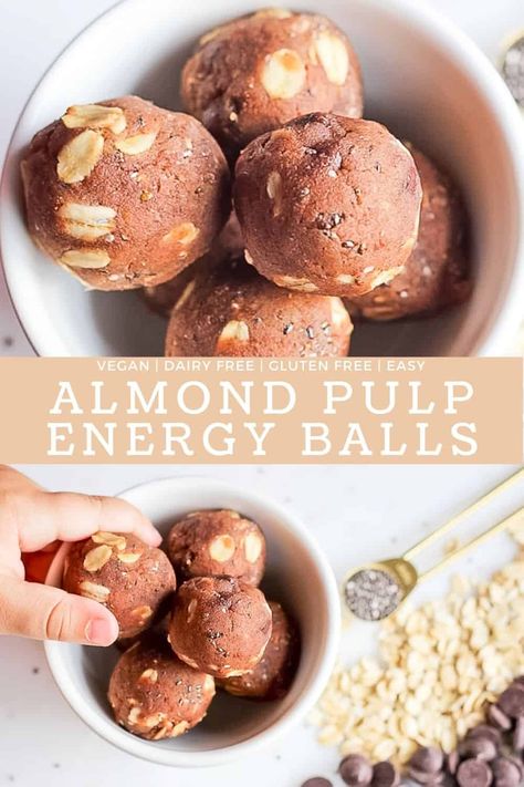 Almond Pulp Protein Balls, Almond Pulp Energy Balls, Almond Pulp Recipes, Cow Recipes, Pulp Recipes, Almond Cow, Pulp Recipe, Salt Recipes, Almond Butter Recipes