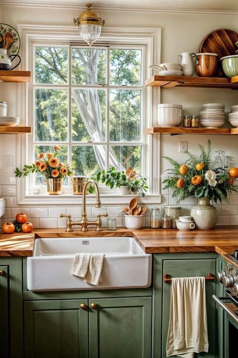 Rural Aesthetic, Cozy Aesthetics, Cottage Core Kitchen, Cozy Cottage Kitchen, Makeover Kitchen, Renovation Kitchen, Glamorous Interiors, Hacks Kitchen, Rural Lifestyle