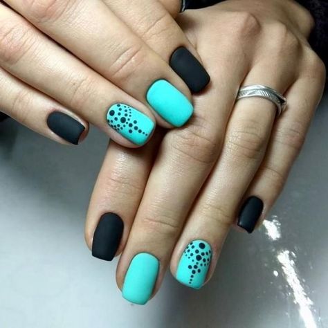 Black And Teal Nail Designs, Stylish Nails Summer, Black And Teal Nails, Summer Nails Designs 2023, Turquoise Nail Designs, Teal Nail Designs, Summer Nails Designs, Spring Nails 2023, Spring Nail Ideas