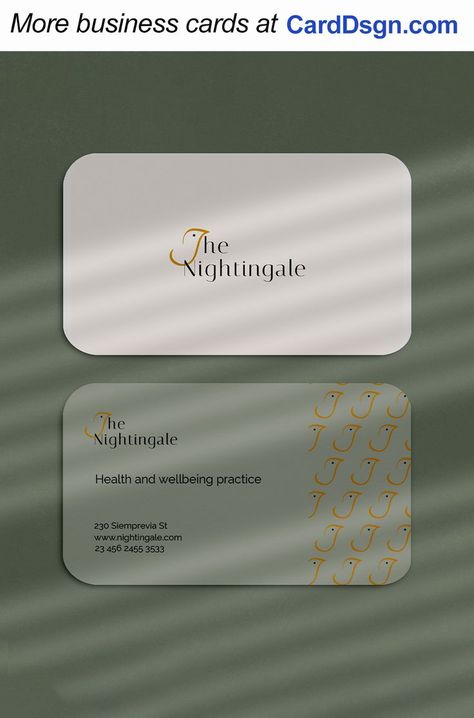 Health Card Design, Business Card Gallery, Therapy Business, Unique Business Cards Design, The Nightingale, Health And Wellness Center, Wellness Business, Business Card Inspiration, Simple Business Cards