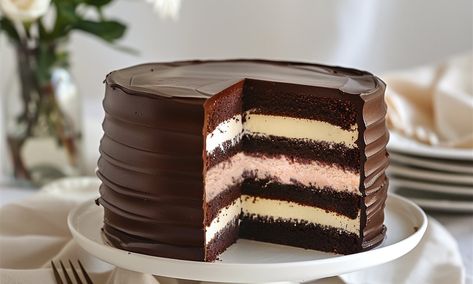 Tuxedo Cake Recipe, Chocolate Cream Frosting, Pie Filling Desserts, Chocolate Pie Filling, Tuxedo Cake, Chocolate Pies, Cream Frosting, Chocolate Filling, Chocolate Buttercream