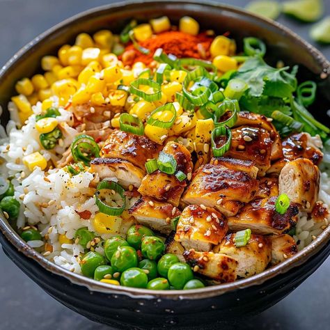 Discover the delicious Street Corn Chicken Rice Bowl recipe. Perfect for any meal with easy prep, flavorful ingredients, and quick cook time.