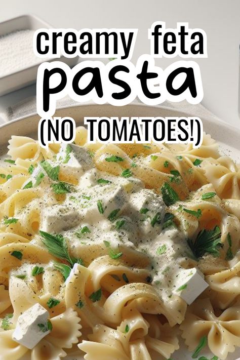 This feta pasta sauce without tomato is a great option if you’re not a tomato lover! It’s creamy, rich, and slightly tangy, and tastes incredible. Spruce it up with fresh or dried herbs, or Italian seasoning, and serve with crusty garlic bread. So yum! Feta Pasta Without Tomatoes, Feta Cheese Pasta Sauce, Feta Pasta No Tomato, Pasta Dishes Without Tomato Sauce, Feta Sauce Pasta, Pasta Sauces Without Tomatoes, Pasta With Feta And Tomatoes, Feta Cheese Pasta Recipes, Pasta Without Tomato Sauce