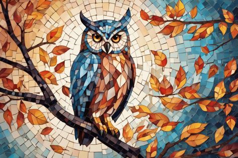 "Mosaics" - Playground Mosaic Art Owl, Owl Photography, Walking Trail, Mosaic Animals, Mosaic Birds, Glass Painting Designs, Mosaic Art Projects, Mosaic Tile Art, Bullet Casing