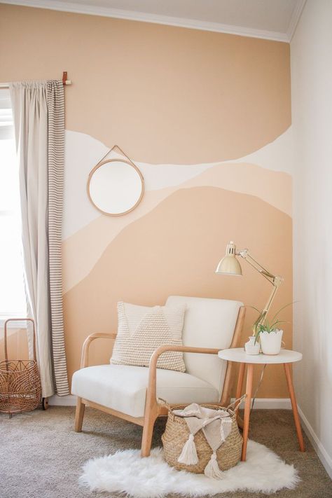 Diy Painted Accent Wall, Accent Wall Mural, Painted Accent Wall, Painted Headboard, Wall Murals Diy, Accent Wall Paint, Diy Accent Wall, Bedroom Wall Designs, Bedroom Murals