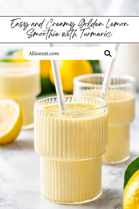 Easy & Creamy Golden Lemon Smoothie 🍋✨  Start your day with this Healthy Lemon Smoothie infused with turmeric! This Golden Smoothie is creamy, refreshing, and perfect for a detox or immune boost. An Easy Smoothie Recipe that’s both delicious and nourishing.  ✨ Save this Pin for a healthy and refreshing drink!  #LemonSmoothie #TurmericSmoothie #GoldenSmoothie #HealthySmoothie #CreamySmoothie #EasySmoothie #TurmericRecipe #LemonDrink #DetoxSmoothie #ImmuneBoostSmoothie Lemon Smoothie Recipes, Immunity Smoothie, Easy Smoothie Recipe, Lemon Smoothie, Turmeric Smoothie, Lemon Detox, Homemade Apple Cider, Turmeric Recipes, Creamy Smoothies