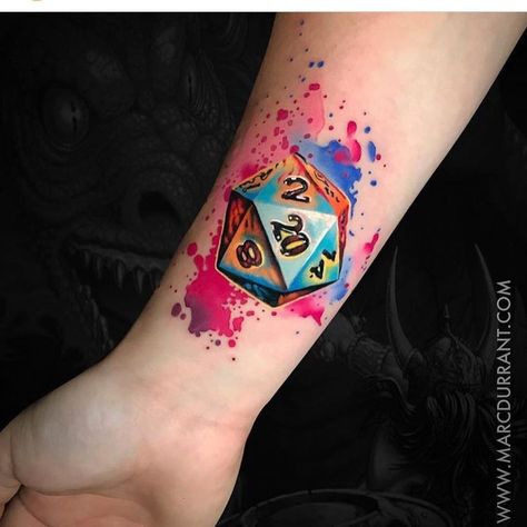 D20 Tattoo, Pastel Tattoo, Game Tattoo, Ankh Tattoo, Video Game Tattoos, Dice Tattoo, Shoulder Tats, Tattoo On Forearm, Video Game Tattoo