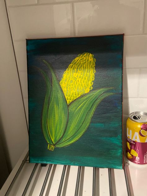 Corn painting. Acrylic on canvas. I know very corny. I like making corny jokes. Okay i will stop. Unlesssssss jk hahahahah. #itscorn #acrylicpainting #beginnerart #easycanvasart Corn Stalk Painting, Corn Painting, Corn Stalks, Beginner Art, Corny Jokes, Easy Canvas Art, Class Ideas, Mini Paintings, Easy Paintings