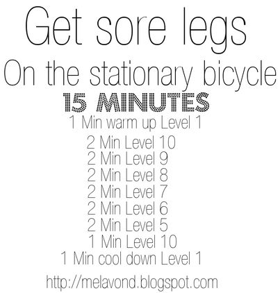 Stationary Bike Workout -- Actually really liked this workout. Burn a good bit of calories for only 15 minutes! My legs weren't really sore after, I could still walk lol, so that's a plus! Stationary Bike Workout, Bike Workout, Stationary Bicycle, Strength Exercises, Bicycle Workout, Spinning Workout, Cycling Workout, Aerobic Exercise, I Work Out