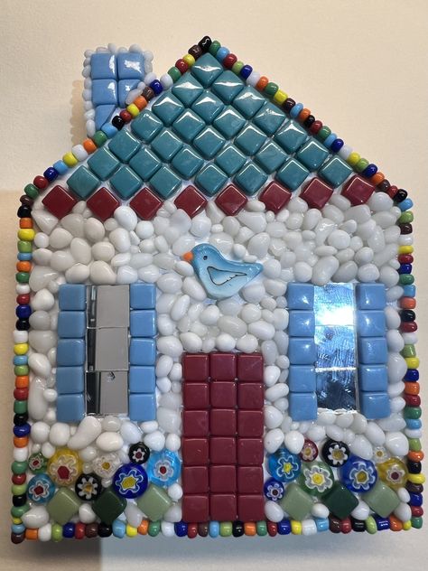 Mosaic Houses, Bluebird Of Happiness, Mosaic Garden Art, Mosaic Art Projects, Mosaic Pictures, Mosaic House, Mosaic Garden, Mosaic Wall Art, Mosaic Projects