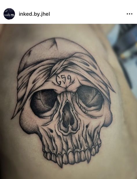 inked.by.jhel Skull with Bandana - Done with @fkirons x @dynamiccolor #tattoo #tattooartist #tattooartwork #tattooinspiration #illustrativetattoo #illustration #inked #ink #skulltattoo #skull #bandanastyle #g59 #artwork #skulldesign #darkartists #hiphop #sunshinecoasttattoo #brisbanetattoo #brisbaneart #brisbane #3rltattoo #finelinetattoo #fineline #semirealism #fkironsexo #dynamicink #elitecartridges #detailedtattoo #blackwork #blackworksubmission Skull With Bandana, G59 Tattoos, Brisbane Tattoo, Tattoo Catalog, Semi Realism, Greek Tattoos, Detailed Tattoo, Skull Logo, Bandana Styles