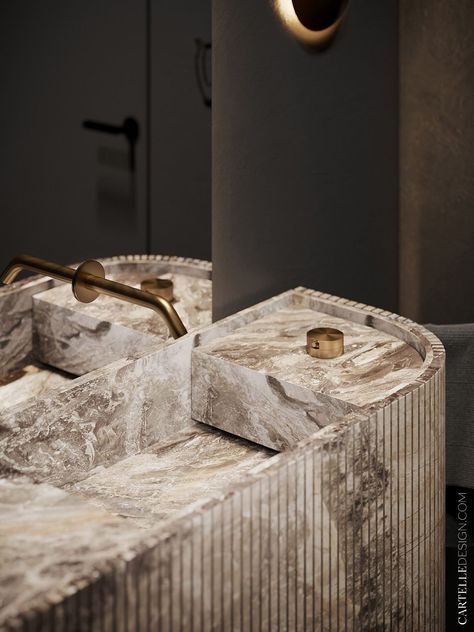 INVICTUS | CARTELLE DESIGN Luxury Guest Bathroom Ideas, Public Restroom Design, Luxury Powder Room, Bathroom Sanitary, Wc Design, Restroom Design, Marble Furniture, Guest Toilet, Stone Bathroom