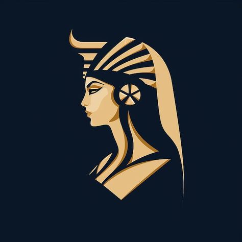 Historical Logo Design, Cleopatra Logo Design, Egypt Logo Design, Egyptian Logo, Simple Vector Art, Egyptian Artwork, African Drawings, Historical Logo, Egyptian Goddess Art