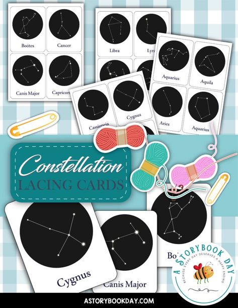 Star Constellations For Kids, Constellation Activities, Constellation Craft, Elementary School Projects, Stars And Constellations, Printable Circles, Aries And Aquarius, Lacing Cards, The Constellations