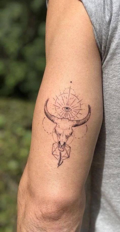 Taurus Tattoos Men, Taurus Tattoo For Guys, Meaningful Simple Tattoos, Taurus Skull Tattoo, Taurus Minimalist Tattoo, Taurus Tattoo Men, Taurus Bull Tattoo, Aries Tattoo For Men, Spain Tattoos Ideas