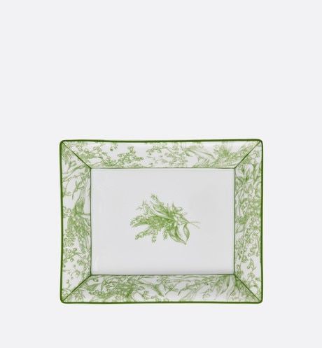 Trinket Tray New Lily of the Valley Porcelain - Objet & Décoration - Maison | DIOR Luxury Dinnerware, Trinket Bowl, Christian Dior Couture, Limoges Porcelain, Luck Charms, Silver Cufflinks, Trinket Tray, Delicate Flower, Small Accessories