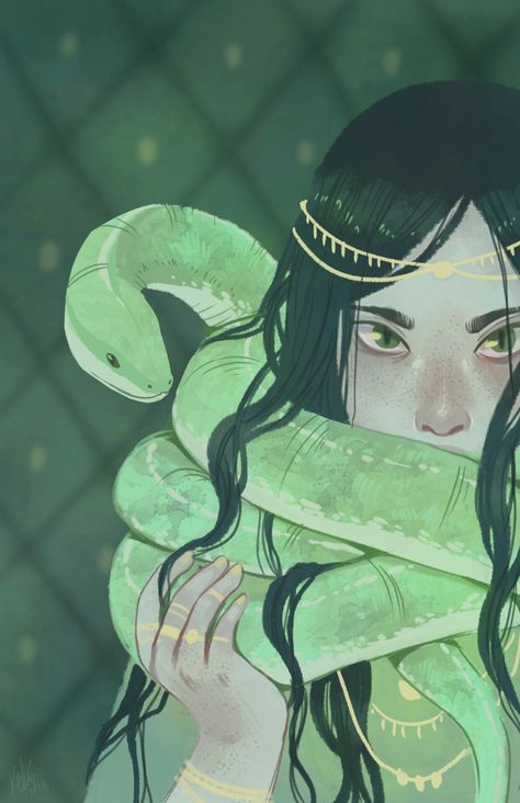 Mythological Character Design, Holding Snake Pose Reference, Myth Creatures, Medusa Art, Snake Drawing, الفن الرقمي, Snake Girl, Fantasy Stuff, Snake Art