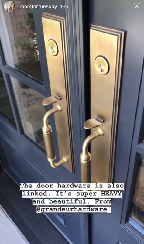 Brass Front Door Hardware Modern, Exterior Double Door Hardware, Brass Double Front Door Hardware, Baldwin Door Hardware Front Entry, Front Door Doorknobs, Gold Exterior Door Hardware, Double Front Door Hardware, Gold Front Door Hardware, French Door Handles