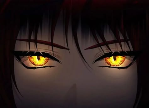 Gold Eye Character Art, Anime Gold Eyes, Sharp Anime Eyes, Anime Yellow Eyes, Orange Eyes Anime, Yellow Eyes Drawing, Glowing Orange Eyes, Black Hair Yellow Eyes, Eye Texture