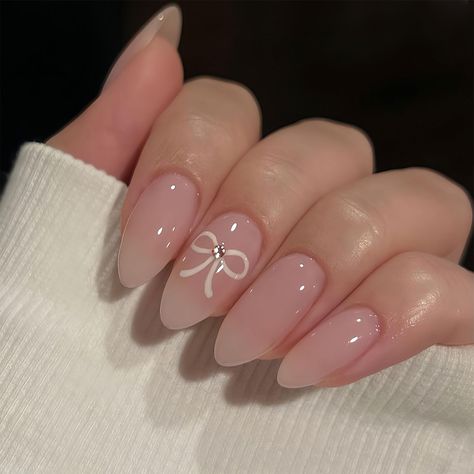 PRICES MAY VARY. 【Elegant Nails】-- BFY's elegant almond fake nails sticking to the nails will make your fingers more shiny, natural and elegant, and good-looking fingertips will also make your daily life more interesting. 【Complete Set】-- You will get 24 pcs fake nails in 12 sizes, the package contains 1 pcs nail file, 1 pcs cuticle stick, 24 pcs jelly glue stickers. You can easily enjoy a complete nail salon at home in no time. 【High Quality】-- These almond fake nails are made of quality acryli Nails For The First Time, First Nails Ideas, Acrylic Nails Inspo Simple, Cute Nail Designs Coquette, Nail Art One Finger, Simple Nails To Do At Home, Pretty Elegant Nails, Soft Nails Ideas, Simple Nails Fall