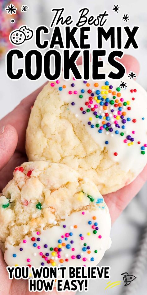 Cake Mix Cookies White Cake Mix Cookie Recipes, Moist Cookies, Funfetti Cake Mix Cookies, Best Cake Mix, Cake Box Cookies, Mix Chocolate, Cake Mix Desserts, Funfetti Cake Mix, Potpourri Recipes