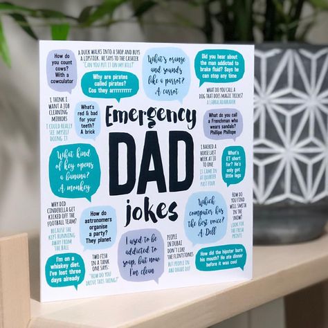 What’s orange and sounds like a parrot? 🐦 A carrot. 🥕 This joke, and more, on our Emergency Dad Jokes card - perfect for dad’s birthday,… Father Birthday Cards, Terrible Jokes, Funny Fathers Day Card, Father Birthday, I'm Broke, Dad Birthday Card, Father's Day Diy, Dad Cards, Fathers Day Crafts