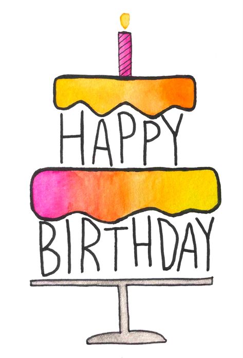 Birthday Cake Card Ideas, Happy Birthday Envelope Art, Easy Birthday Cards Diy Simple, Happy Birthday Drawing Ideas Easy, Birthday Envelope Art, Birthday Cake Doodle, How To Draw Cake, Birthday Card Drawing Ideas, Birthday Cake Cards