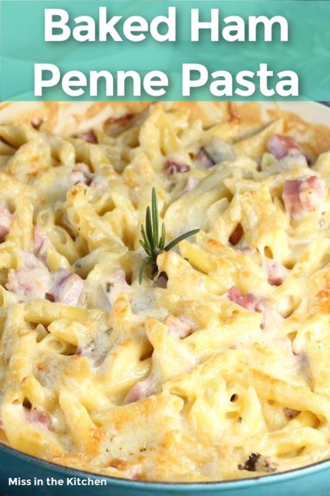 Ham And Cheese Spaghetti, Ham Pasta Recipes Dinners, Ham Pasta Bake, Baked Ham Leftover Recipes, Ham And Pasta Casserole, Pasta With Ham Recipes, Ham Leftover Recipes Dinner Tonight, Ham Penne Pasta, Ham And Pasta