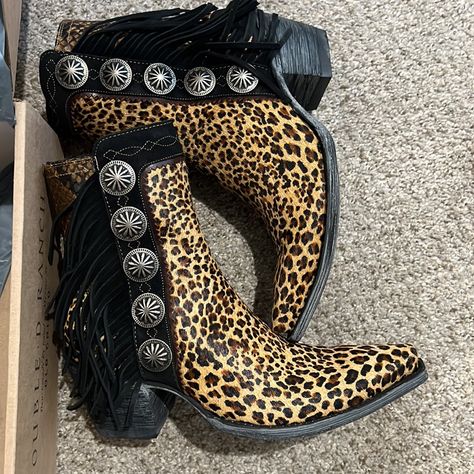 Brand New, Never Been Worn Old Gringo By Double D Ranch Skat Kat Fringe Booties Size 6.5. Gold Ankle Boots, Toms Boots, Brown Leather Wedges, Leopard Print Hair, Quilted Boots, Sam Edelman Boots, Fringe Booties, Leather Cowboy Boots, Black Ankle Booties