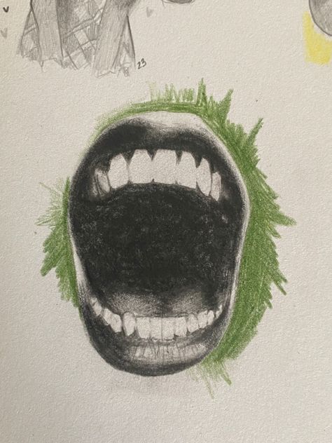 Mouth Biting Something Drawing, How To Draw A Screaming Mouth, Screaming Mouth Drawing Reference, Biting Tongue Drawing, Mouth Stitched Shut Drawing, Screaming Mouth Reference, Spider Coming Out Of Mouth, Mouth Yelling Drawing, Art Mouth Drawing