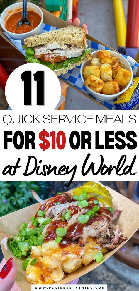 Cheap Food At Disney World Meals To Pack For Disney World, Lunch Ideas For Disney World, Disney World Packed Lunch Ideas, Disney Restaurants By Park, Disney Breakfast In Hotel Room, Disney Quick Service Restaurants, Disney World Food 2024, Disney Foods To Try, Eating At Disney World On A Budget