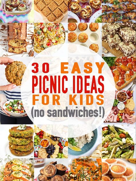 PICNIC IDEAS FOR KIDS - On the look our for foodie inspiration for days out? Here are 30 Easy Picnic Ideas for Kids - with no boring soggy sandwiches! Including quiches, muffins, flapjacks, chicken kebabs, pasta salad, tuna salad, cookies and heaps more! #tamingtwins #picnicideas #kidsfood #picnics #picnicrecipes #mealprep #summerfood Picnic Meals For Family, Easy Picnic Dinner Ideas, Preschool Picnic Ideas, Chicken Picnic Recipes, Picnic Foods Easy, Savoury Picnic Food, Easy Picnic Food Ideas For Kids, Kid Picnic Food, Picnic Dinner Ideas Families