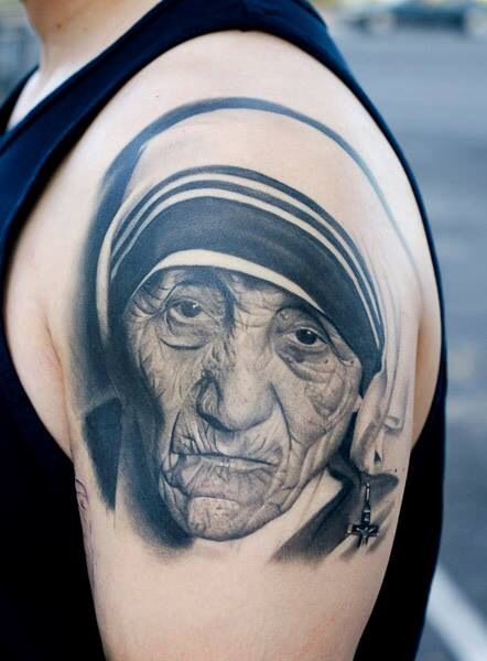 Mother Teresa tattoo Mother Teresa Tattoo, Las Vegas Tattoo, Family First Tattoo, Vegas Tattoo, Anchor Tattoo Design, Nature Paper, Small Love Tattoos, Heart Tattoo Designs, Laser Tattoo