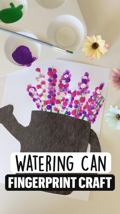 Watering Can | Spring crafts, Daycare crafts, Toddler arts and crafts Preschool Crafts Spring, Watering Can Printable, Spring Crafts Preschool, Fingerprint Crafts, Crafts Spring, April Crafts, K Crafts, Toddler Arts And Crafts, Spring Preschool