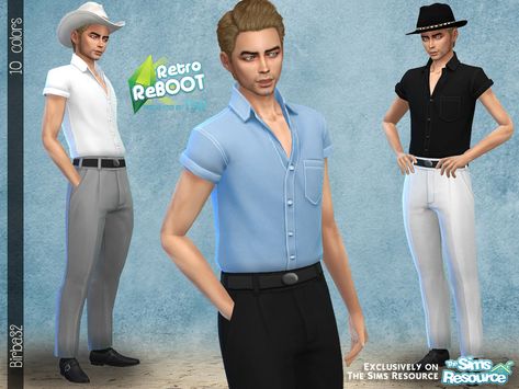 Sims 4 — Retro ReBOOT 50's ManStyle by Birba32 — We might find the fashion of the past a bit eccentric, but some pieces Sims 4 Cc 50s Clothes, 50s Clothes, 1950s Man, Sims 4 Decades Challenge, Rainbow Pants, 1950s Outfits, Sims 4 Cc Folder, Sims 4 Characters, Sims 4 Downloads