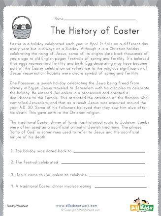 Easter Reading Worksheet | All Kids Network Easter 3rd Grade Activities, Easter Reading Comprehension Worksheets, Easter Reading Activities, Easter Reading Comprehension, Easter History, Easter Writing, Easter Worksheets, Easter Week, Easter 2024