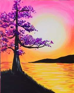 Easy Acrylic Painting Ideas, Tree Of Life Painting, Easy Landscape Paintings, Acrylic Painting Ideas, Painting Ideas For Beginners, Easy Acrylic Painting, Sunrise Painting, Paint Nite, Painting Canvases