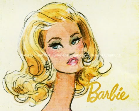 Barbie Watercolor, Barbie Artwork, Barbie Painting, Classic Ponytail, Barbie Things, Mixed Media Watercolor, Barbie Art, Barbie Barbie, Iconic Wallpaper