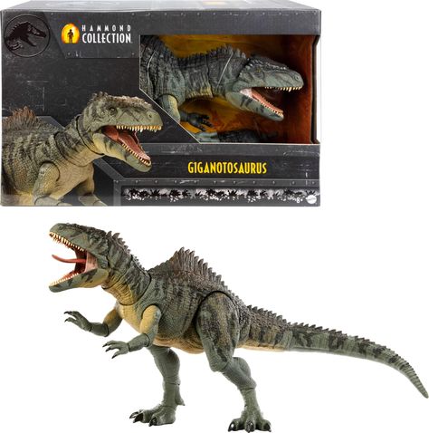 PRICES MAY VARY. Deluxe figure! The Giganotosaurus becomes the largest carnivorous dinosaur in the Jurassic World Hammond Collection, which has created a new standard for collector figures with deluxe articulation and lifelike details. Jurassic World Dominion villain. The Giganotosaurus stars as main dinosaur antagonist and "the biggest carnivore the world has ever seen," with a memorable final battle against the Therizinosaurus and T. Rex. ​Movie-accurate design. This more than 29-inch long fig Dinosaur Figures, Cute Happy Quotes, Character Bio, Jurassic World Dominion, Dynamic Action, Jurassic World Dinosaurs, Dinosaurs Figures, Dog Stuffed Animal, Dinosaur Toys