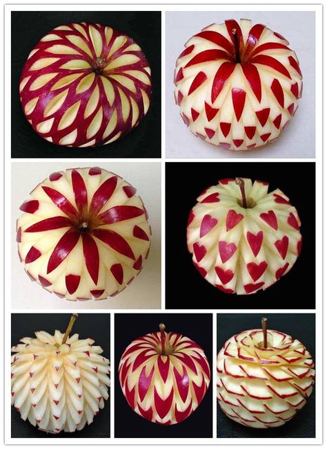 Apple Carvings Carving Apple, Apple Carving, Resep Sushi, Decorações Com Comidas, Watermelon Carving, Food Art For Kids, Food Sculpture, Fruit And Vegetable Carving, Amazing Food Decoration