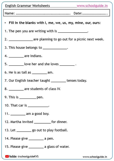 Free Printable Pronouns Worksheets | Free English Grammar Worksheets | Pronouns Worksheets Free PDFs | School Guide Pronouns Worksheet Class 4, Pronounce Worksheet, Pronouns Worksheet For Grade 3, Pronoun Worksheet, Teaching Pronouns, Princess Lessons, Pronouns Worksheet, Interrogative Pronouns, Free Printable Alphabet Worksheets