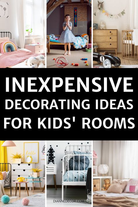 Inexpensive Decorating Ideas For Kids Bedrooms No Headboard Bed Ideas The Wall, Kids Headboard Ideas, No Headboard Bed Ideas, Girl Nursery Organization, Beds Without Headboards Ideas, Grandchildren Bedroom, Baby Girl Nursery Boho, Kids Bedroom Decor Ideas, Inexpensive Decorating Ideas